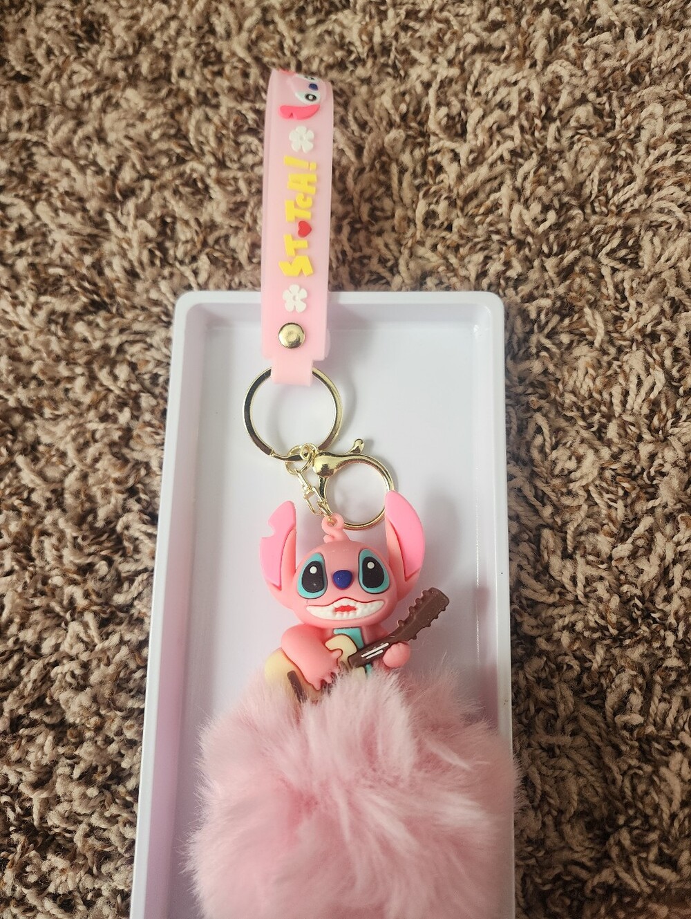 Pink Kids Stitch-Inspired Pom Keychain Bag Charm #29